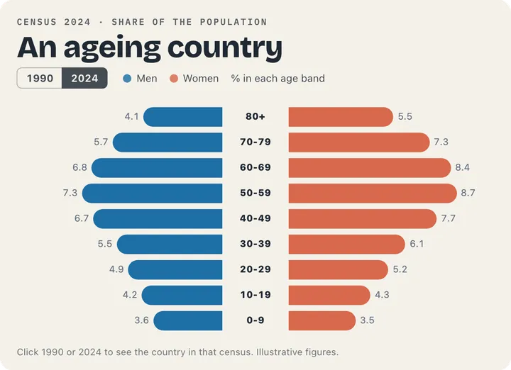 Population pyramid: An ageing country